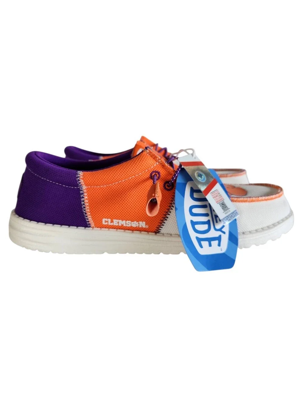 Hey Dude Wally Tri Clemson Mens Size 9 Orange Purple White Walking Slip On Shoes